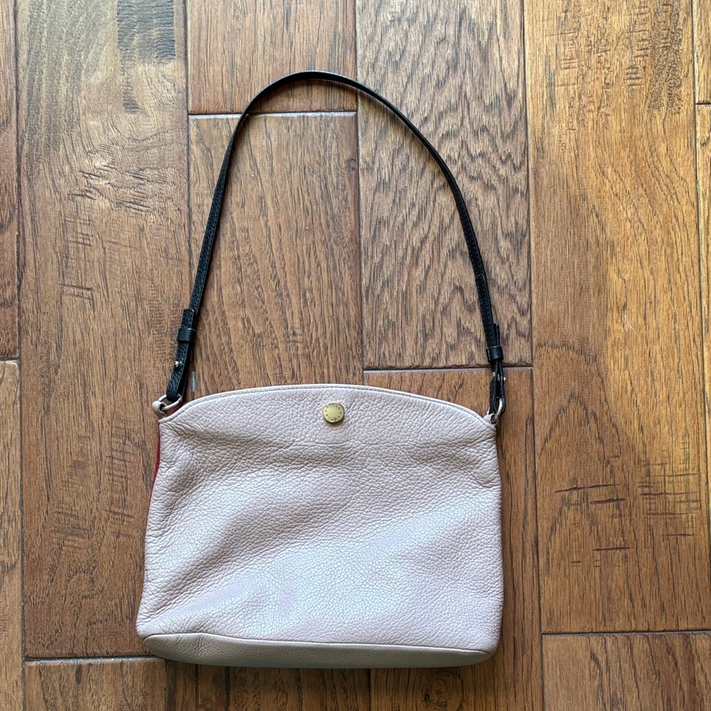 Furla Cream and Black Leather Shoulder Bag